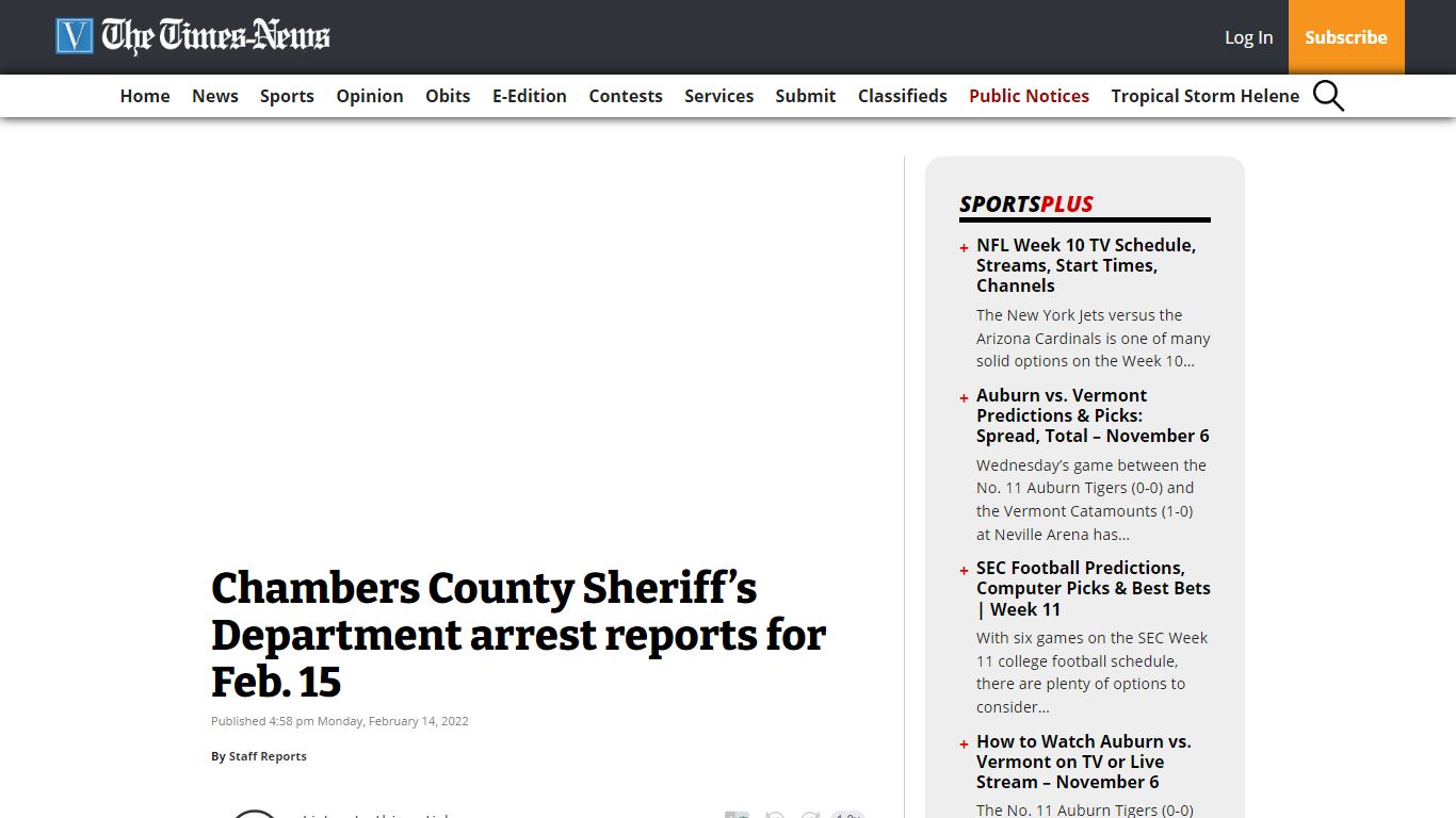 Chambers County Sheriff’s Department arrest reports for Feb. 15